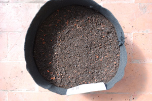 Smart Pot Partially Filled with Basic Potting Soil Recipe