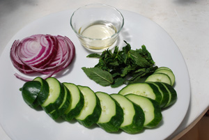 Vietnamese Cucumber and Mint Salad Ingredients