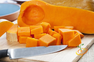 'Waltham Butternut' winter squash are the oblong, tan squash you see in farmers markets in the fall.  They have small seed cavities and dense flesh and are great baked, roasted, or mixed into soups or stews.
